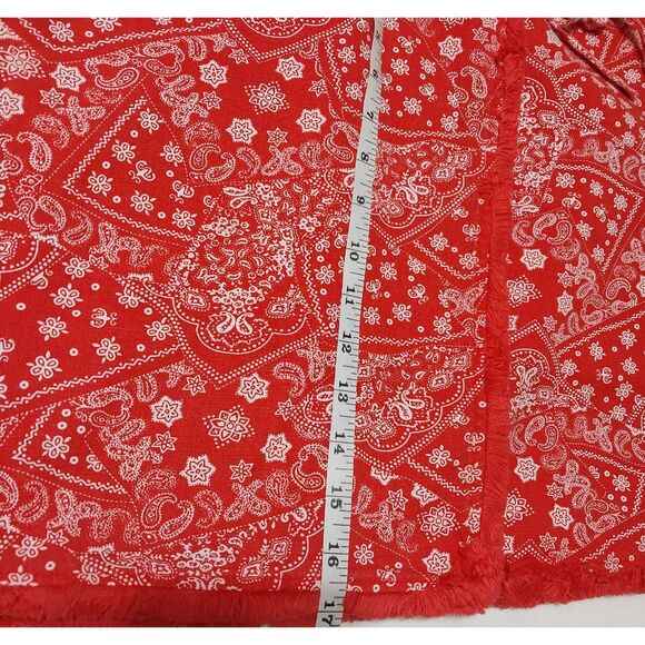Laynee & Lee mini skirt Women L red handkerchief paisley fringe 29 inch Western - Picture 7 of 7
